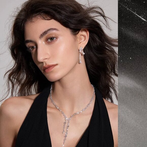 Drop Earrings - Cubic Zirconia & Silver - Picture 3 of 6